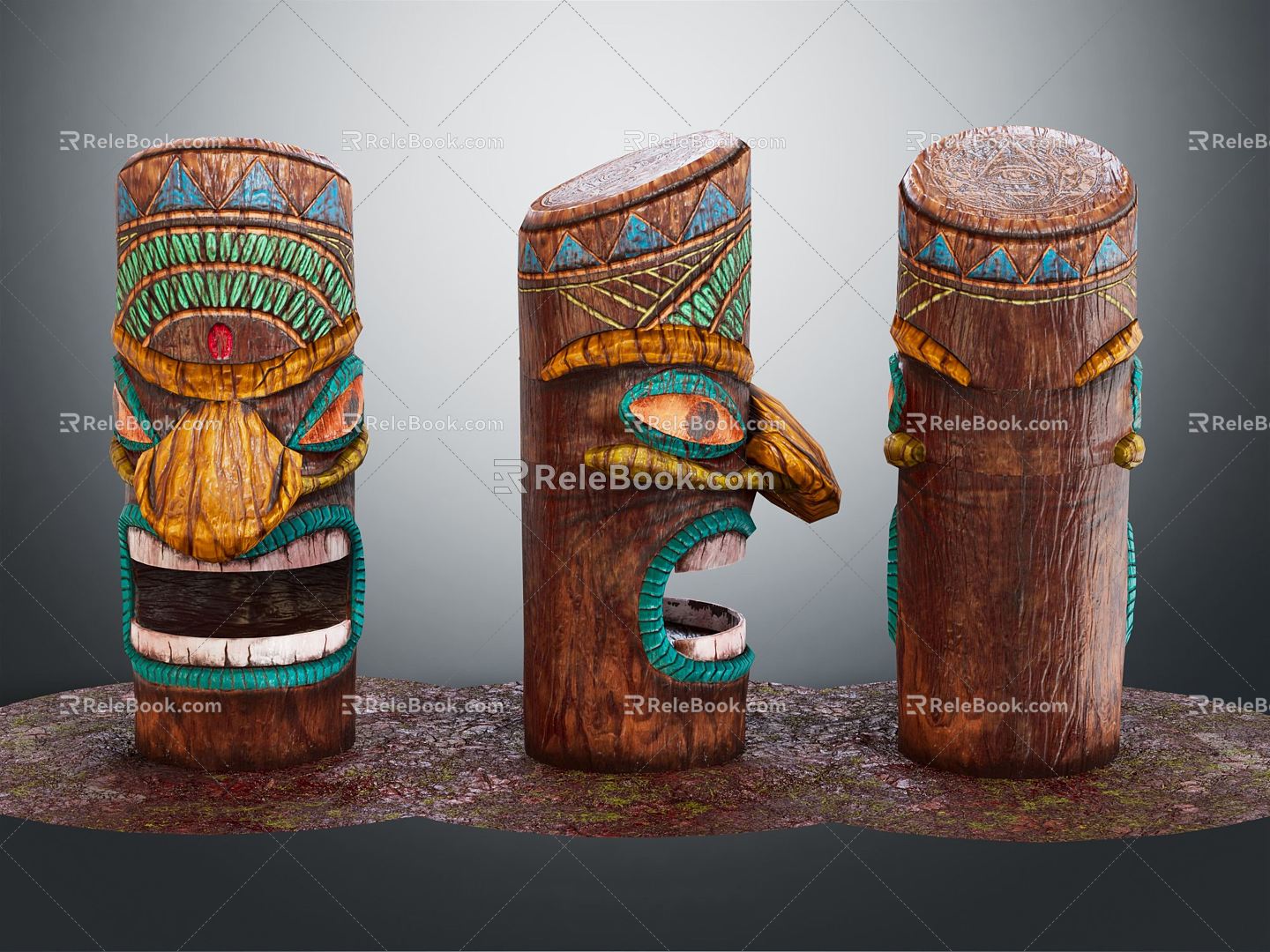 National style pillar totem pole totem 3d model