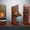 National style pillar totem pole totem 3d model