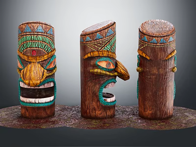 National style pillar totem pole totem 3d model