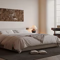 Modern Bedroom Interior Design With White Bedding Table Lamp And Wall Art 3d model