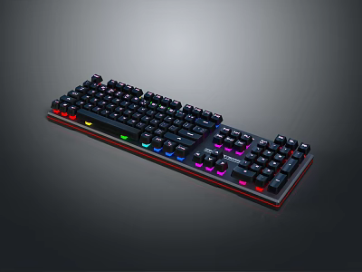 RGB Backlit Mechanical Gaming Keyboard With Colorful LED Lights And Black Design 3d model