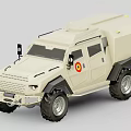 Sand Colored Armored Military Vehicle With Tactical Design And Round Emblem
