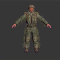 Military Character In Camouflage Uniform With Tactical Vest And Full Body Combat Gear