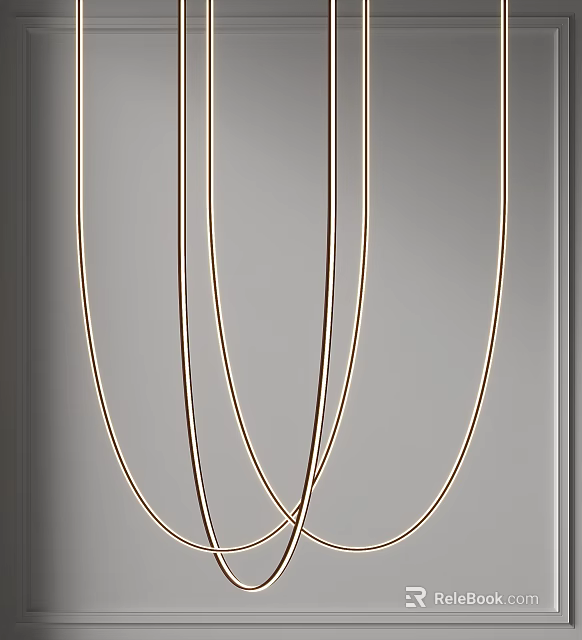 Modern Gold Metal Chandelier With Elegant Curved Lines For Contemporary Interior Design 3d model 
