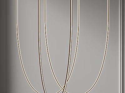 Modern Gold Metal Chandelier With Elegant Curved Lines For Contemporary Interior Design 3d model