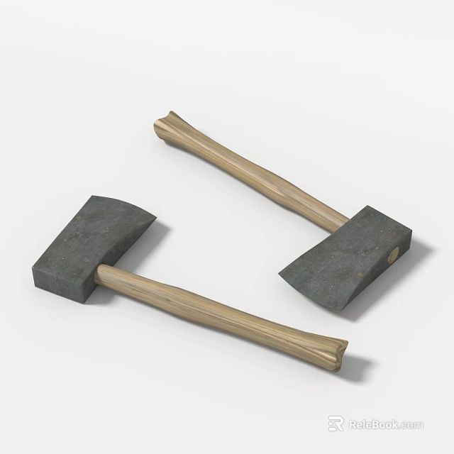 Durable Hardware Tools Wooden Handle Axes With Black Axe Head For Home And Workshop Use 3d model 