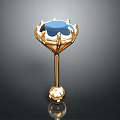 Elegant Golden Decorative Item With Blue Gemstone Top And Spherical Base
