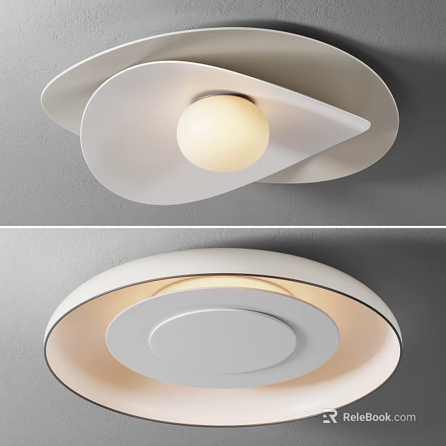 Modern White Ceiling Light With Unique Curved Design And Soft Illumination 3d model