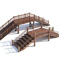 Wooden Landscape Bridge With Stairs And Railings For Outdoor Garden Design Structure
