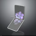 Foldable Smartphone Design Unfolded With Purple Flower Display On Screen