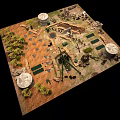 Detailed Military Cannon in Battlefield Model With Bunkers Trees and Trenches