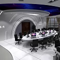 Modern Monitoring Room Interior With Multiple Surveillance Screens Control Consoles And Workstations