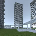 Modern High Rise Residential Building With Glass Facade Balconies Green Lawn and Contemporary Design