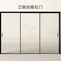 Triple Panel Glass Sliding Door With Black Frame For Modern Interior Spaces