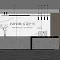 Modern Company Front Desk Front Desk Reception Area Chandelier Computer Office Area 3d model