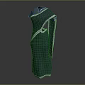 Stylish Dark Blue Robe with White Trim and Green Collar Details