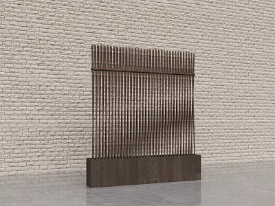 Modern Wooden Room Divider With Vertical Slat Design For Interior Space 3d model
