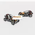 Two Detailed Lego Off Road Car Models With Open Frame And Wheels
