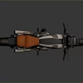 Vintage Custom Motorcycle With Orange Seat And Black Metallic Body Design