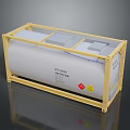 Yellow Frame Transport Container With White Storage Tank And Hazardous Labels