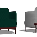 Green Upholstered Single Sofa With Rounded Arms And Red Legs Design 3d model