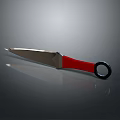 Tactical Knife With Red Handle Black Ring And Silver Blade Reflection 3d model