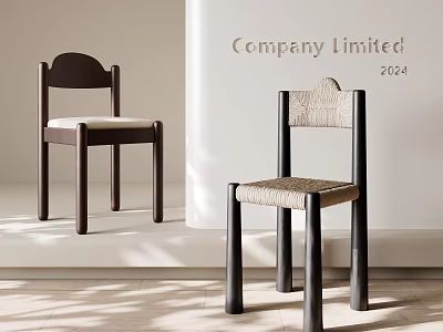 Modern Minimalist Dining Chairs With Wooden Frame And Woven Seat Design For Home 3d model