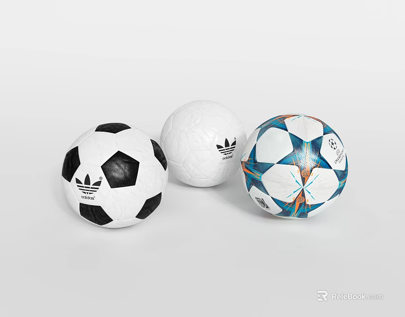Adidas Footballs Sport Equipment With Three Different Design Patterns For Training And Match 3d model 