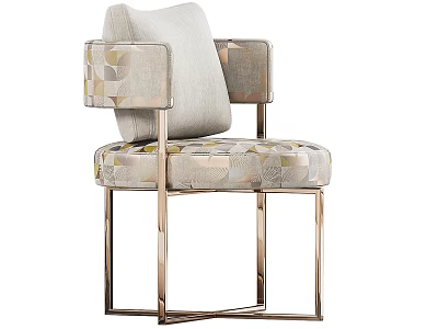 Modern Single Sofa With Patterned Fabric Upholstery And Metal Frame Design 3d model