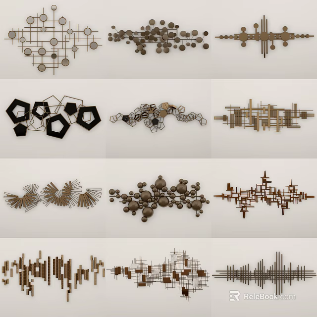 Modern Wall Decor With Geometric Shapes Abstract Lines And Neutral Tones For Home 3d model 