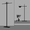 Modern Floor Lamp With Sleek Design Green Plant And White Bird Decor