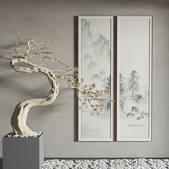 New Chinese Landscape Painting Hanging Painting Decorative Painting 3d model