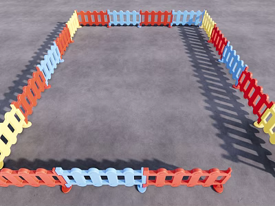 Colorful Plastic Square Fence For Kids Safety Play Area With Red Blue Yellow Sections 3d model