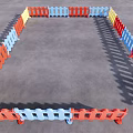 Colorful Plastic Square Fence For Kids Safety Play Area With Red Blue Yellow Sections