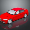 Red Modern Sedan Car With Sleek Body And Reflective Surface Design 3d model