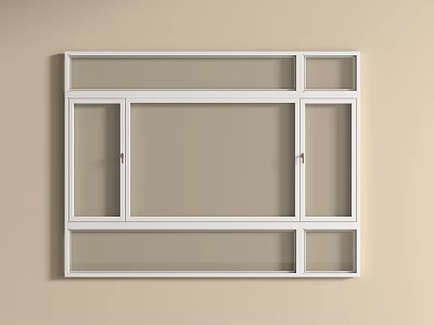 Modern White Frame Floor to Ceiling Window with Multiple Glass Panels and Interior Design 3d model