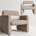 Modern Light Brown Fabric Single Sofa With Armrest And Soft Cushion 3d model