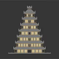 Traditional Block Built Tower With Multiple Floors Symmetrical Windows And Decorative Top