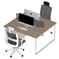Modern Office Desk With Two Computer Monitors Ergonomic Chairs And Privacy Screen 3d model