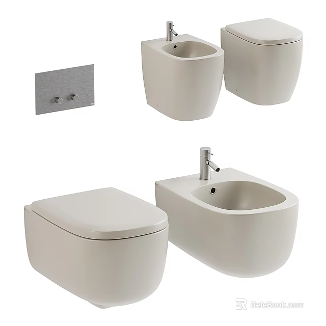 Sleek Modern White Toilet Designs With Wall Mounted And Floor Standing Models 3d model 