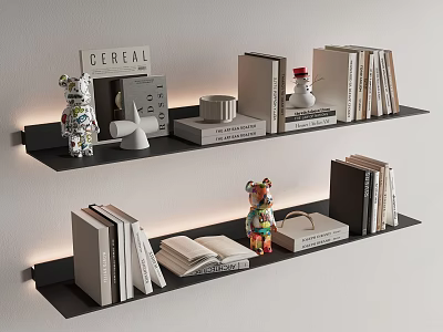 Modern Simple Bookshelf Laminated Board Bookshelf Books Ornaments 3d model