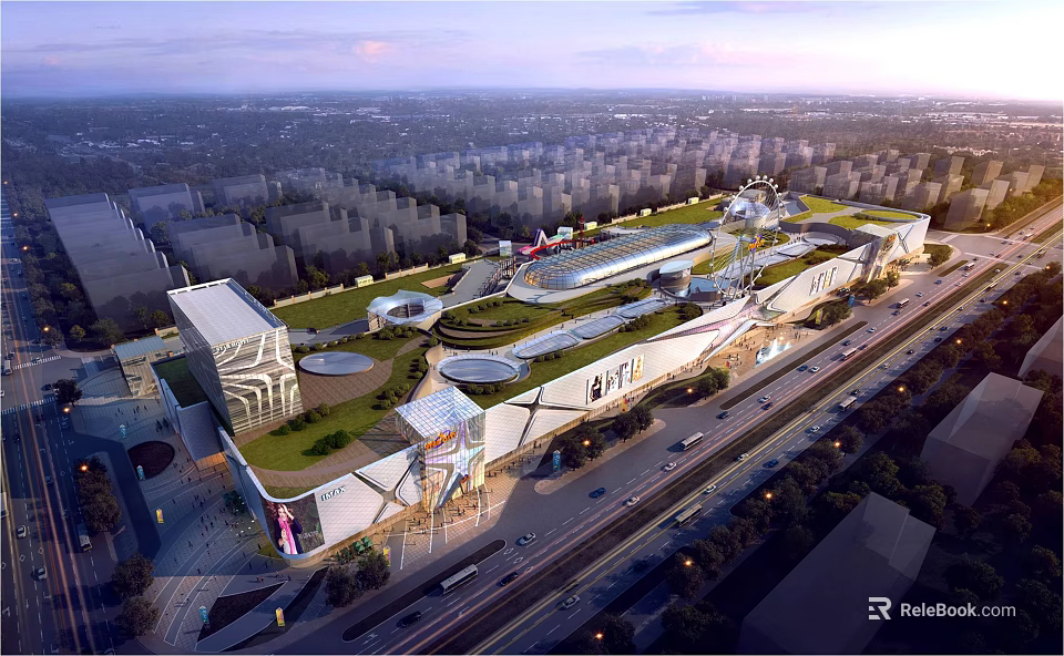 Contemporary Architectural Structure With Green Roof And Urban Surroundings Design 3d model 