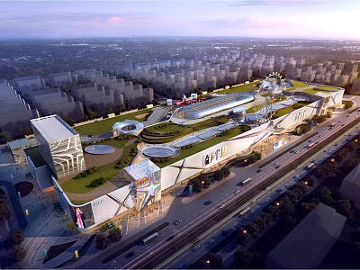 Contemporary Architectural Structure With Green Roof And Urban Surroundings Design 3d model
