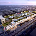 Contemporary Architectural Structure With Green Roof And Urban Surroundings Design