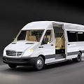 White Passenger Van With Open Door And Spacious Interior Seats 3d model