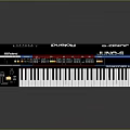 JUNO-6 Musical Instrument Keyboard With Black White Keys And Wooden Frame Control Panel