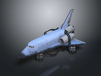 White Space Shuttle 3D Model With Black Wings Engines And Landing Gear 3d model