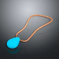 Fashionable Blue Teardrop Pendant Necklace With Brown Leather Cord Design