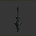 Ichthyosaur Model With Streamlined Body Blue Black Stripes Pointed Head Long Tail And Flippers