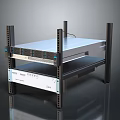 Metal Frame Server Rack With Mounted Computer Network Equipment Units